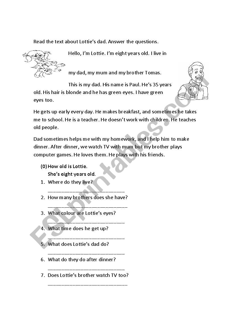 Reading comprehension worksheet