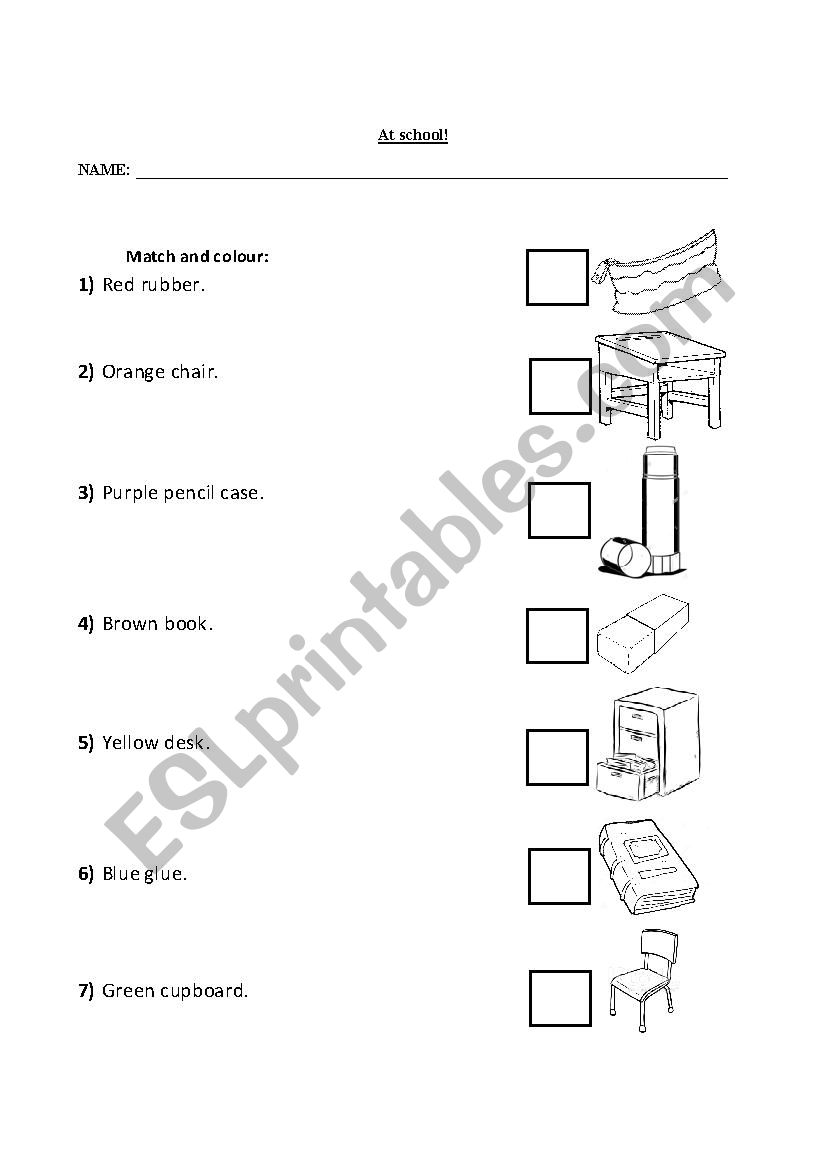 Classroom objects worksheet