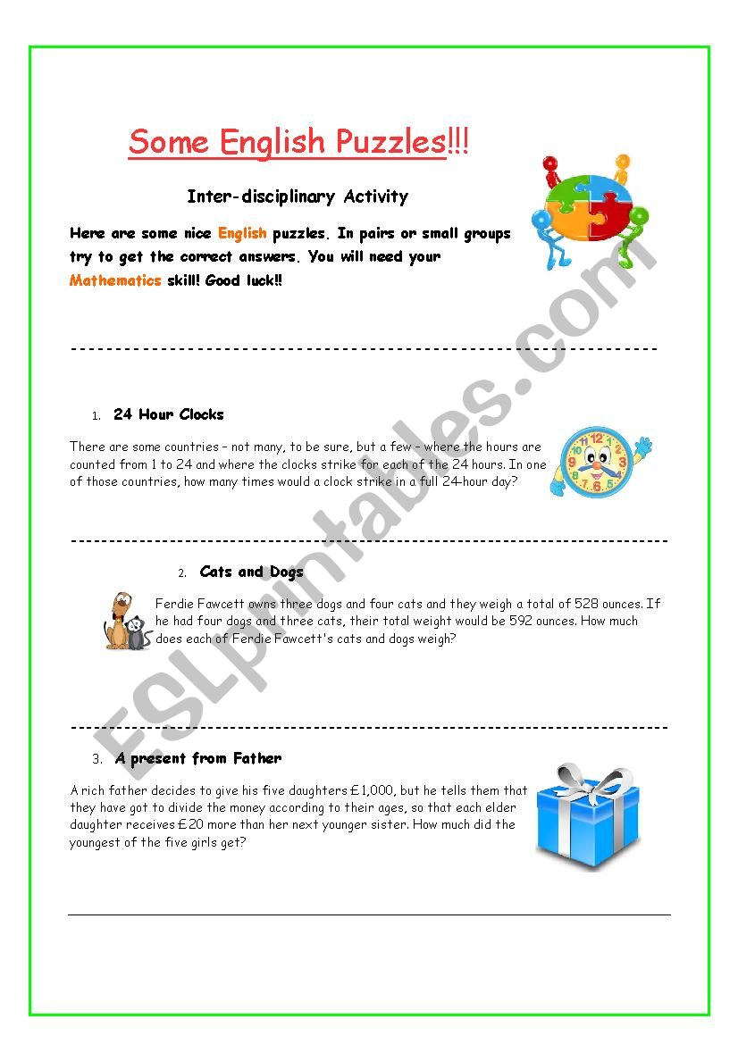 Some English Puzzles worksheet