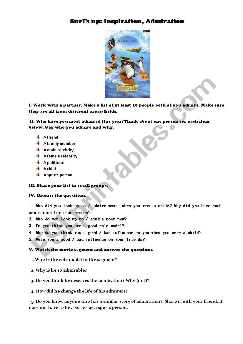 Surf worksheet