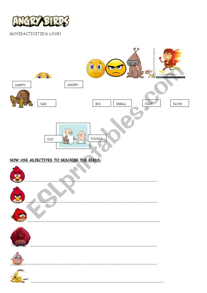 Angry birds movie activity worksheet