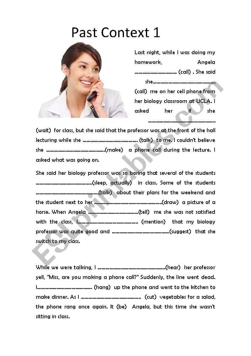 past tenses in context 1 worksheet