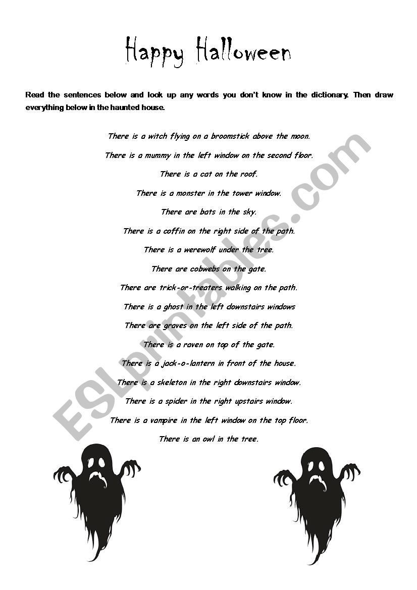 Halloween Haunted House worksheet