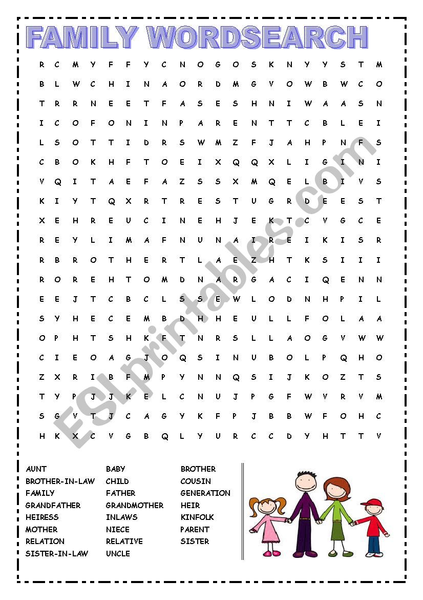 FAMILY - WORDSEARCH worksheet