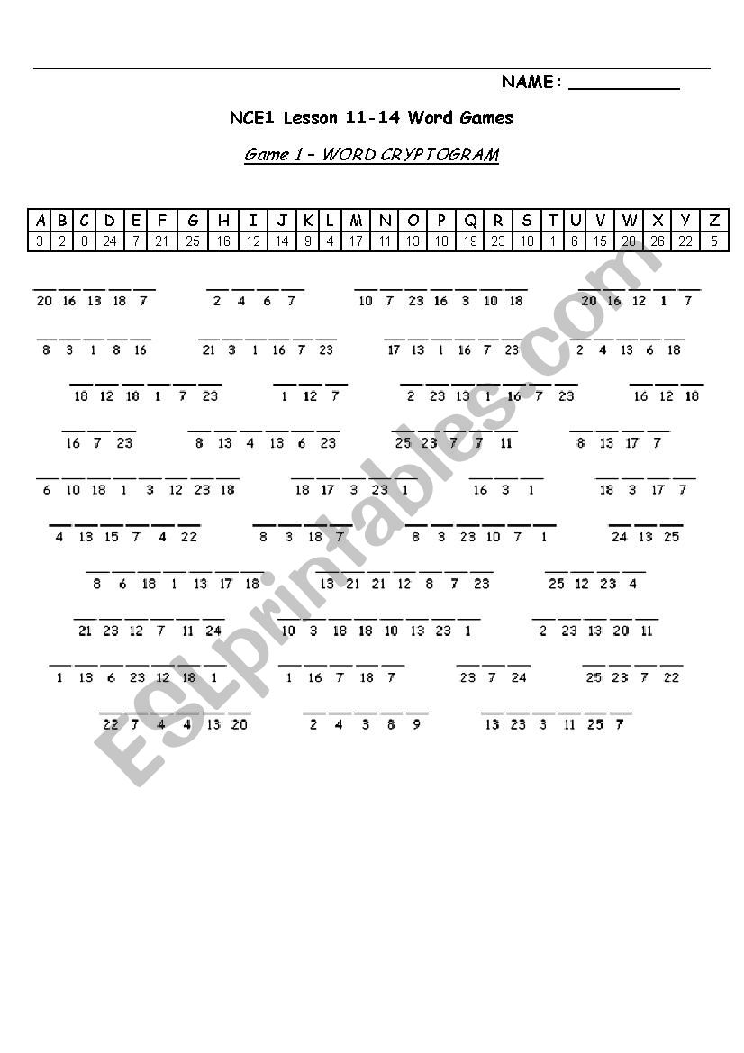 word game for New Concept English