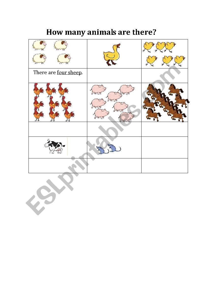 How many animals are there worksheet