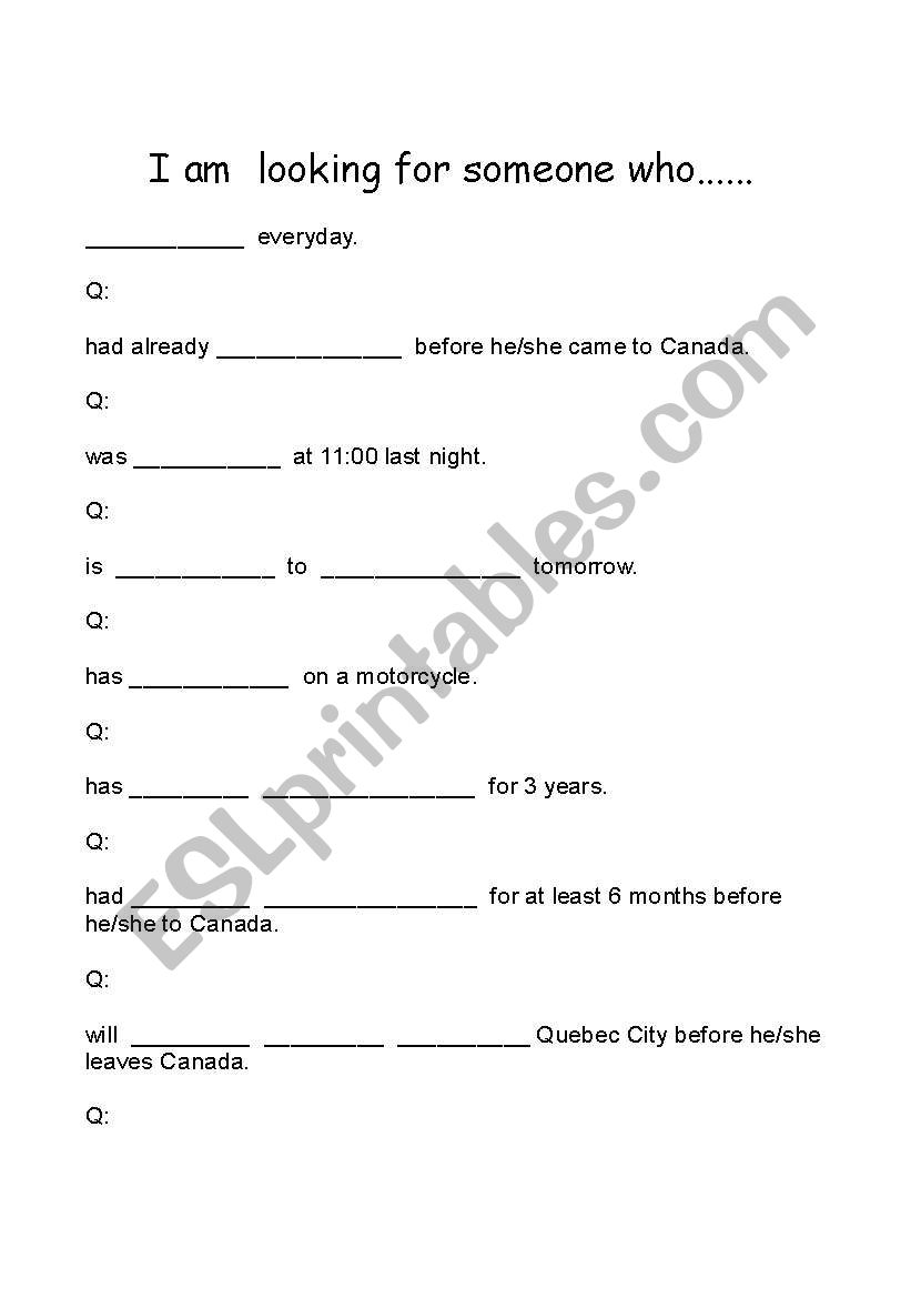 Someone who... worksheet