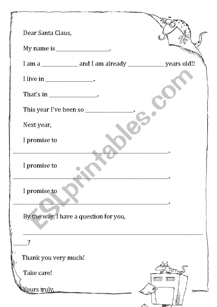 A Letter to Santa (easy) worksheet