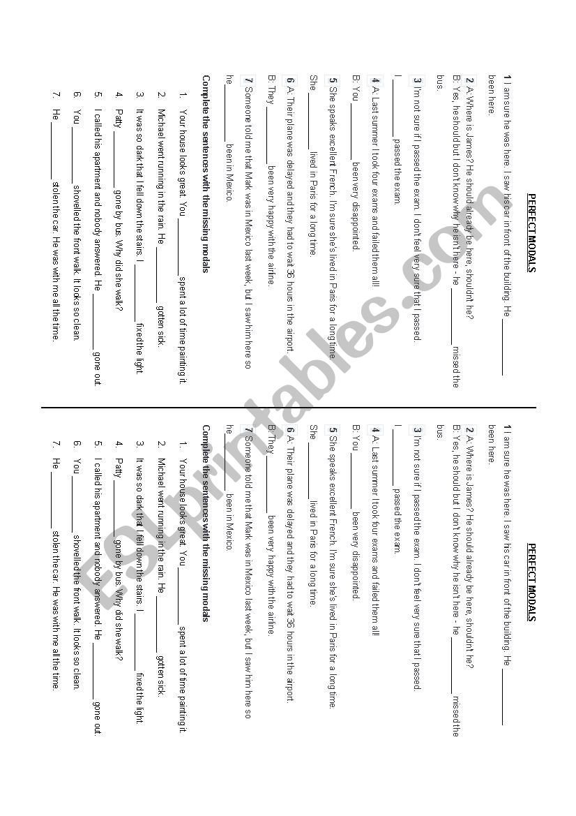 Perfect Modals worksheet