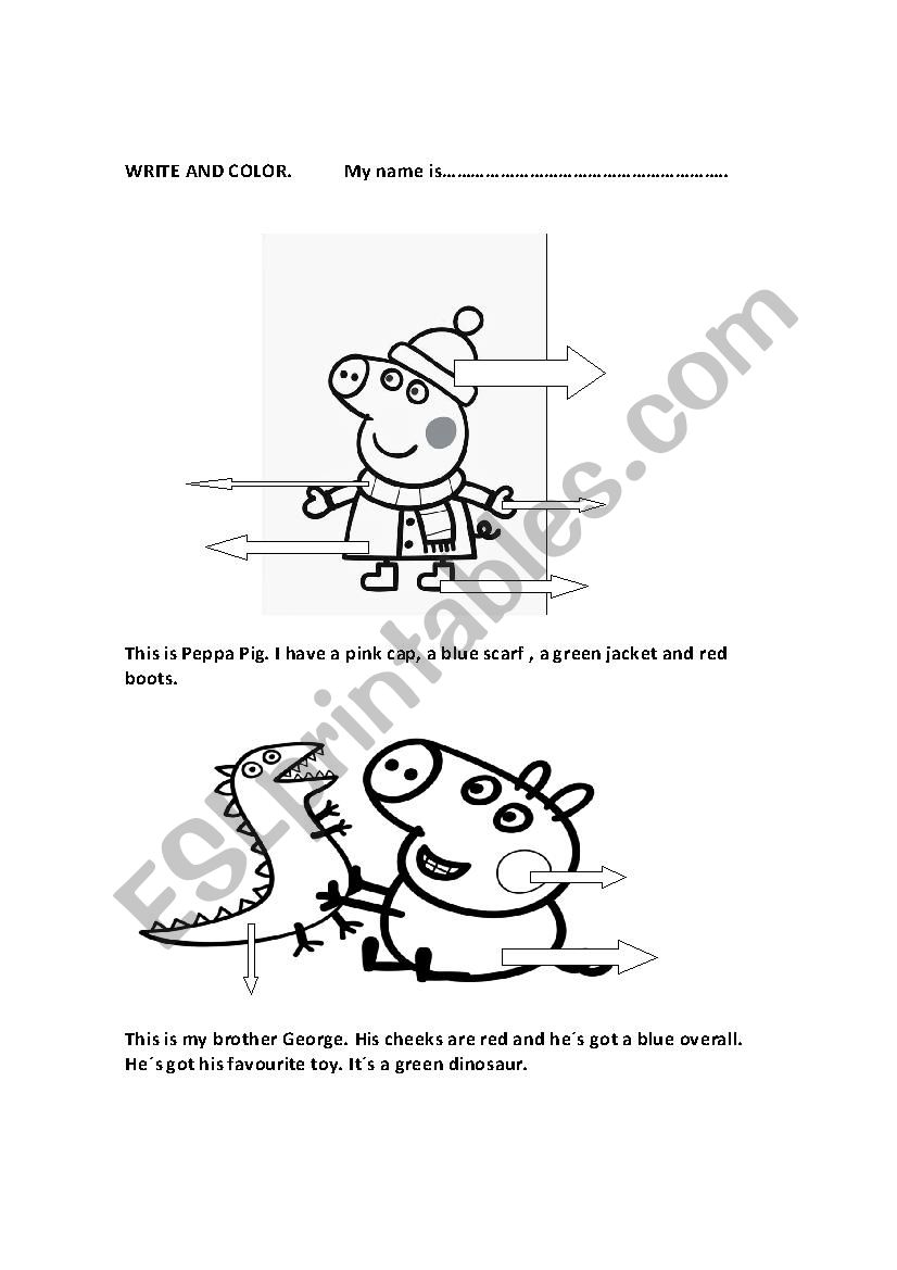 Write and color with Peppa pig