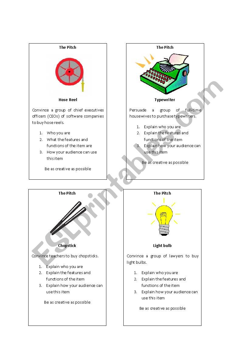 Product Pitch worksheet