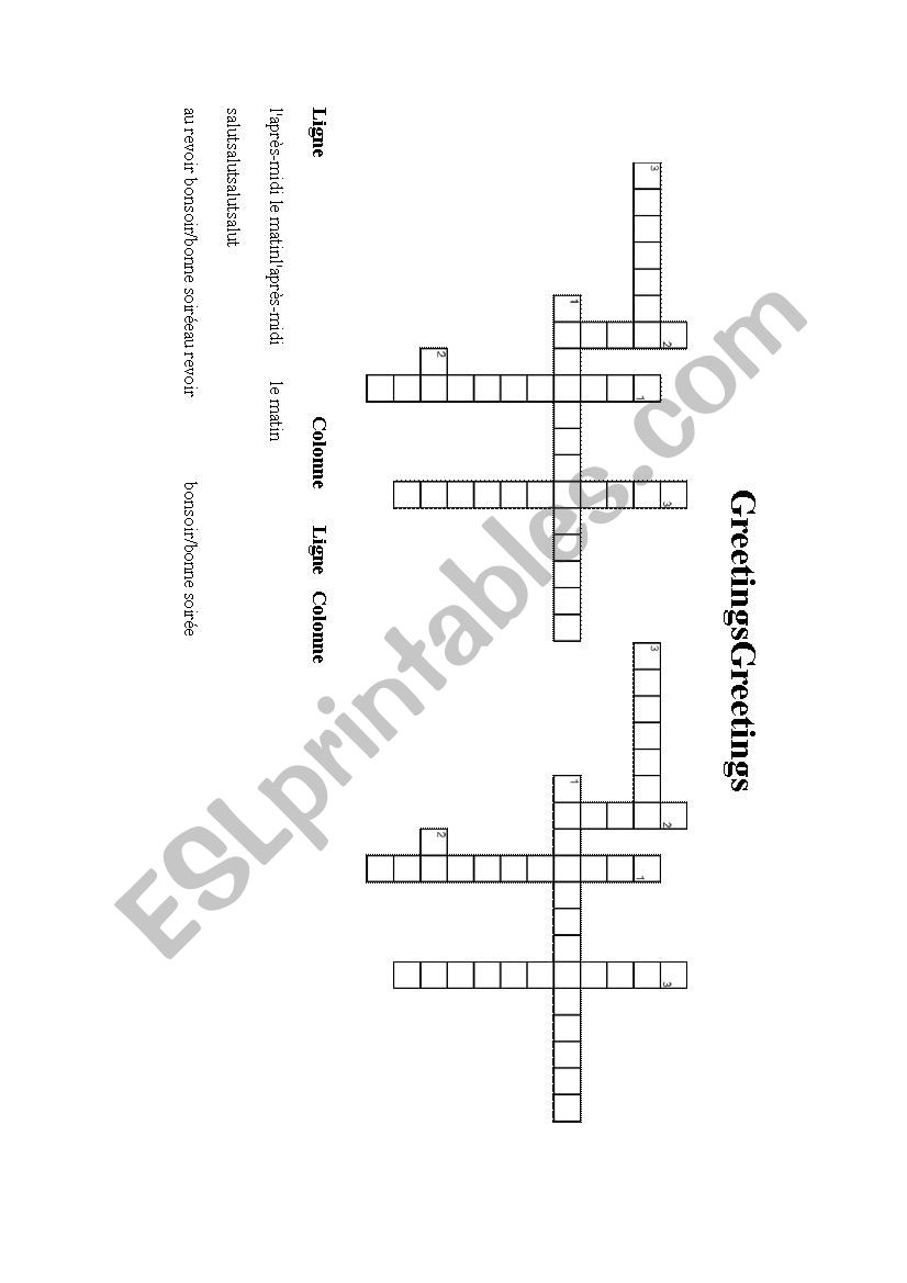 Greetings worksheet