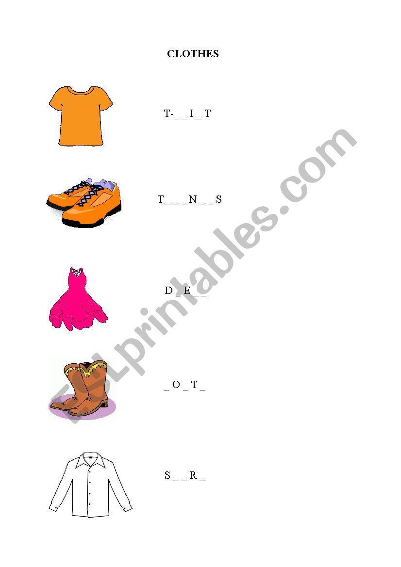 Clothes - vocabulary exercise worksheet