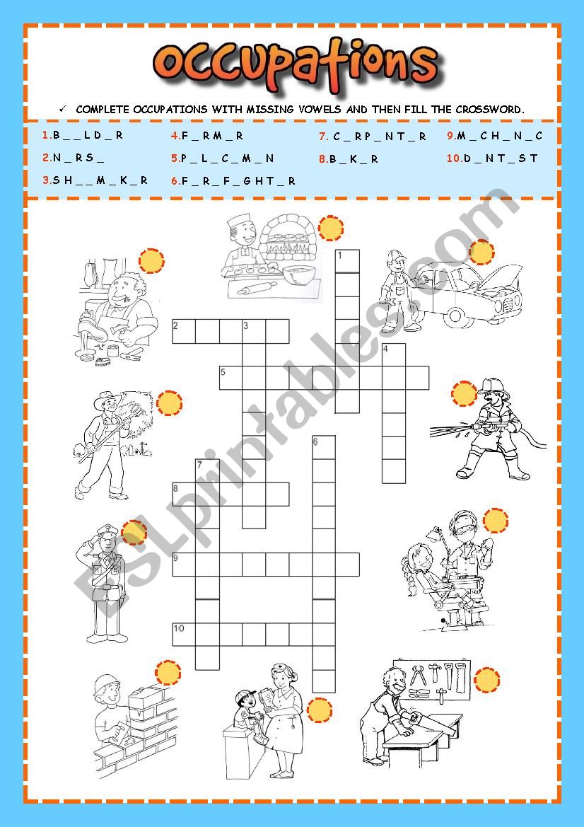 Occupations - Crossword worksheet