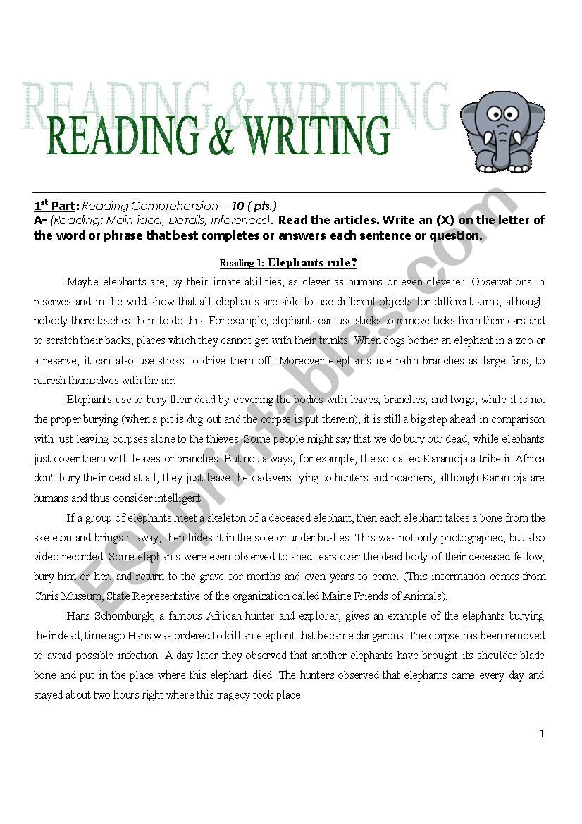 Readind, writing and grammar practice for intermediate ESL students