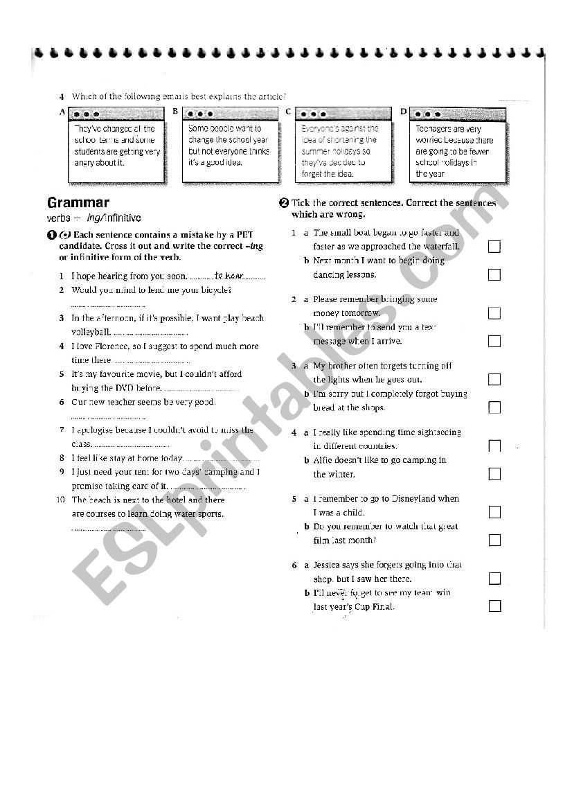 Reading Comprehension using -ing