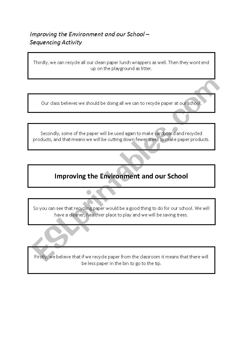 Improving the Environment-Sequencing Activity