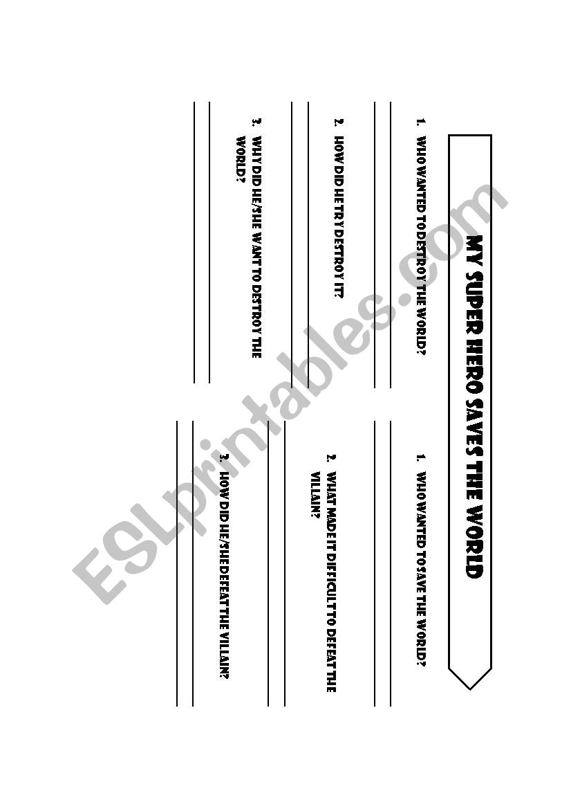 Super Hero comic worksheet