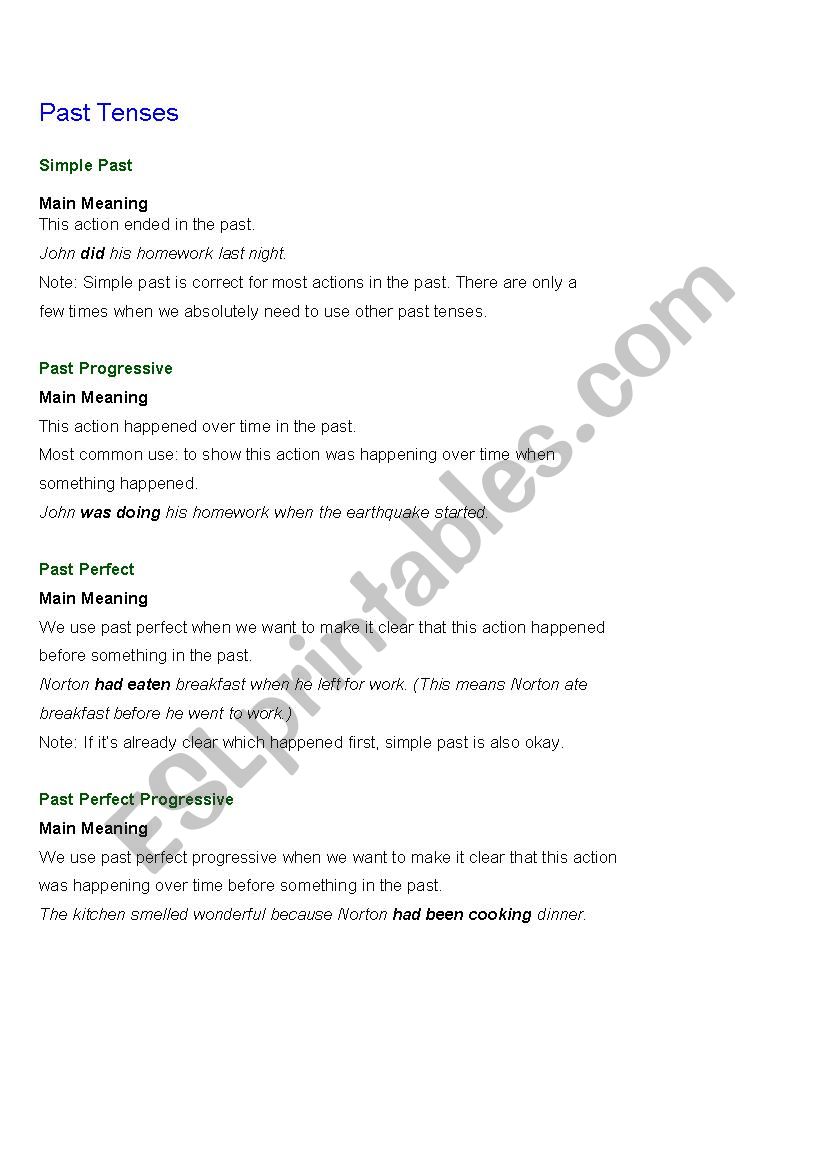 Overview of verb tenses: present, future and past