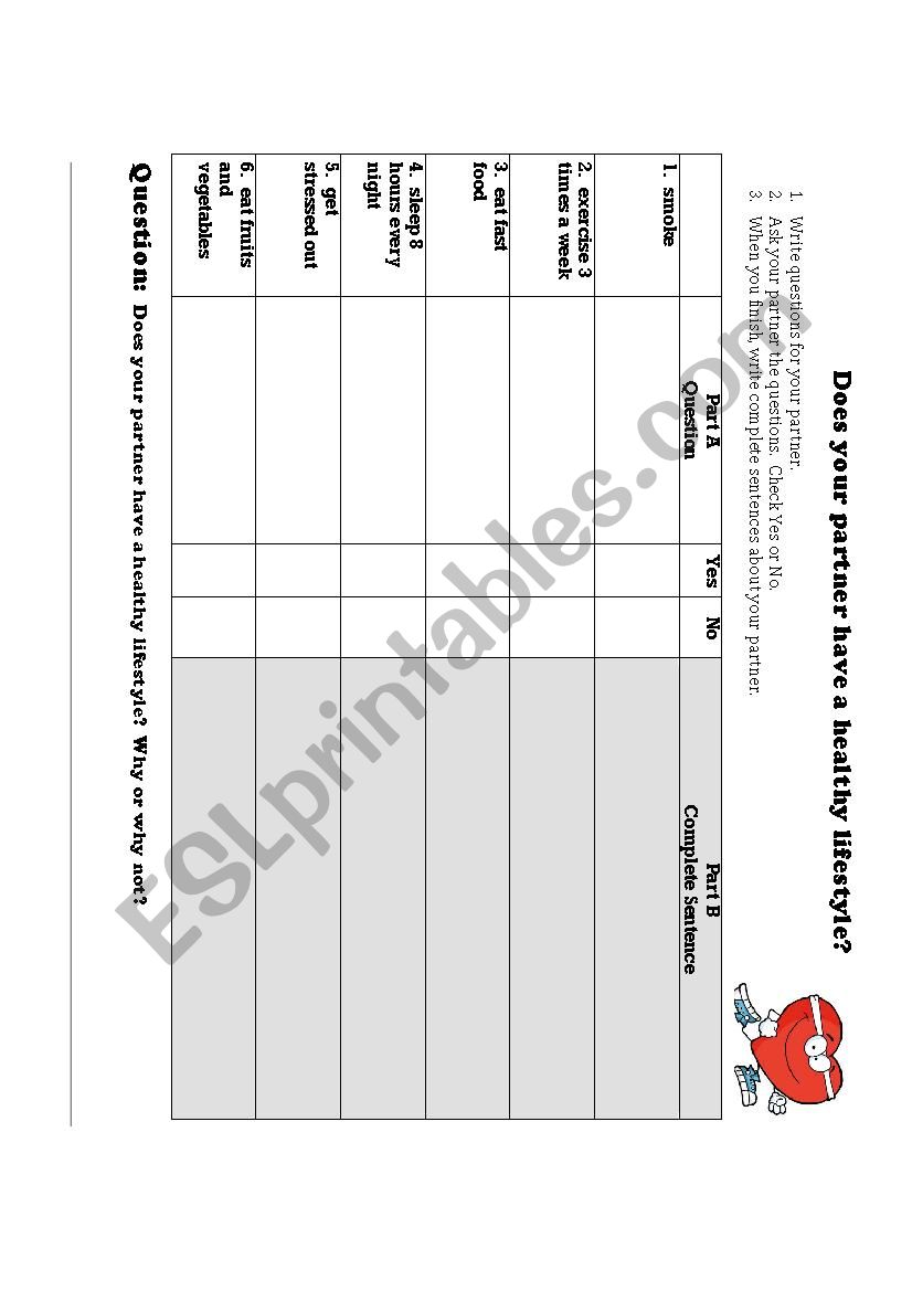 Healthy Lifestyle Quiz worksheet