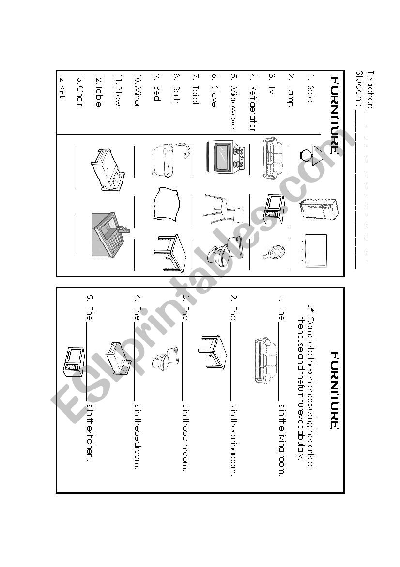 Furniture  worksheet