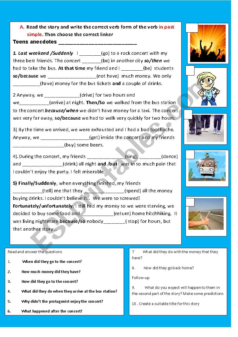 Teens anecdotes part 1 worksheet