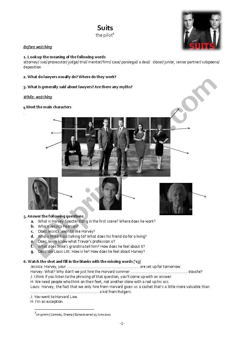 Suits worksheet