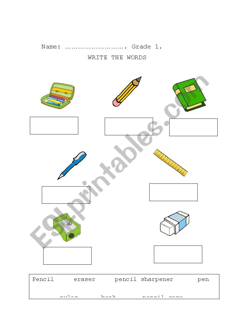 School things worksheet