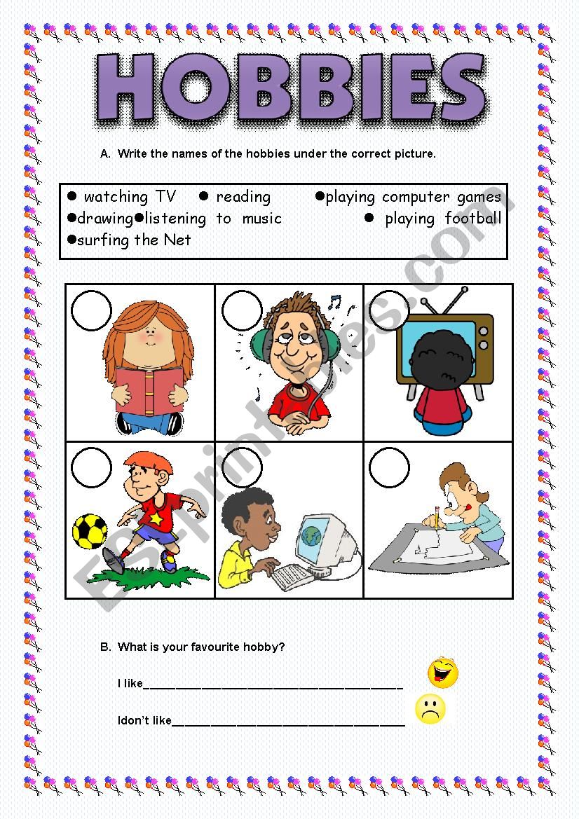 Hobbies worksheet