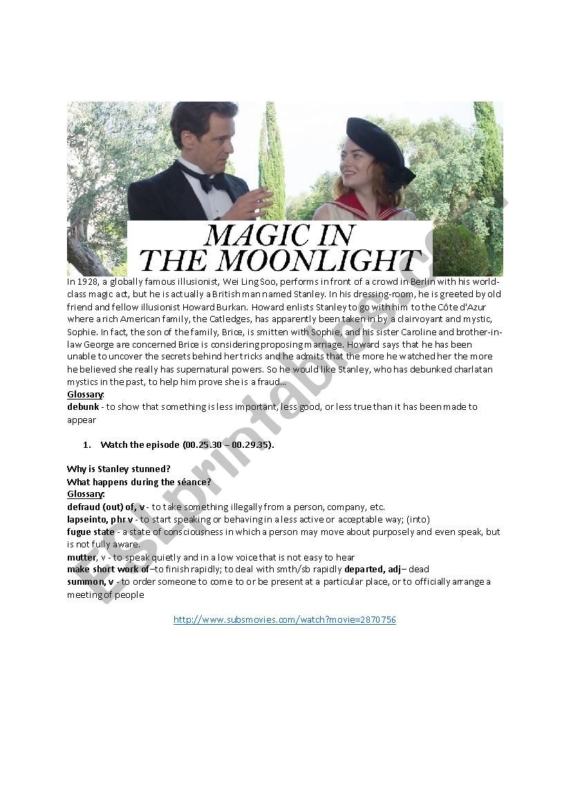 Magic in the Moonlight  worksheet