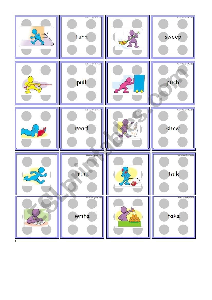 Verbs Memory Game worksheet