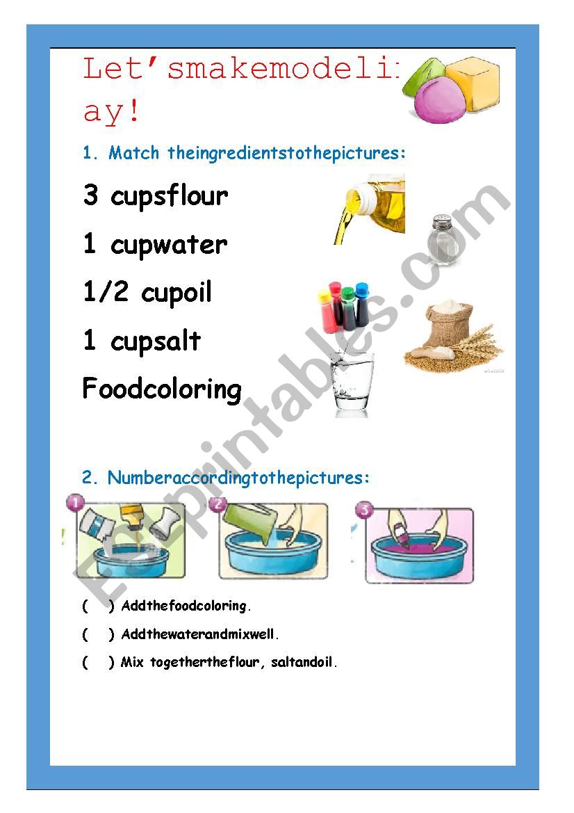 Modeling Clay worksheet