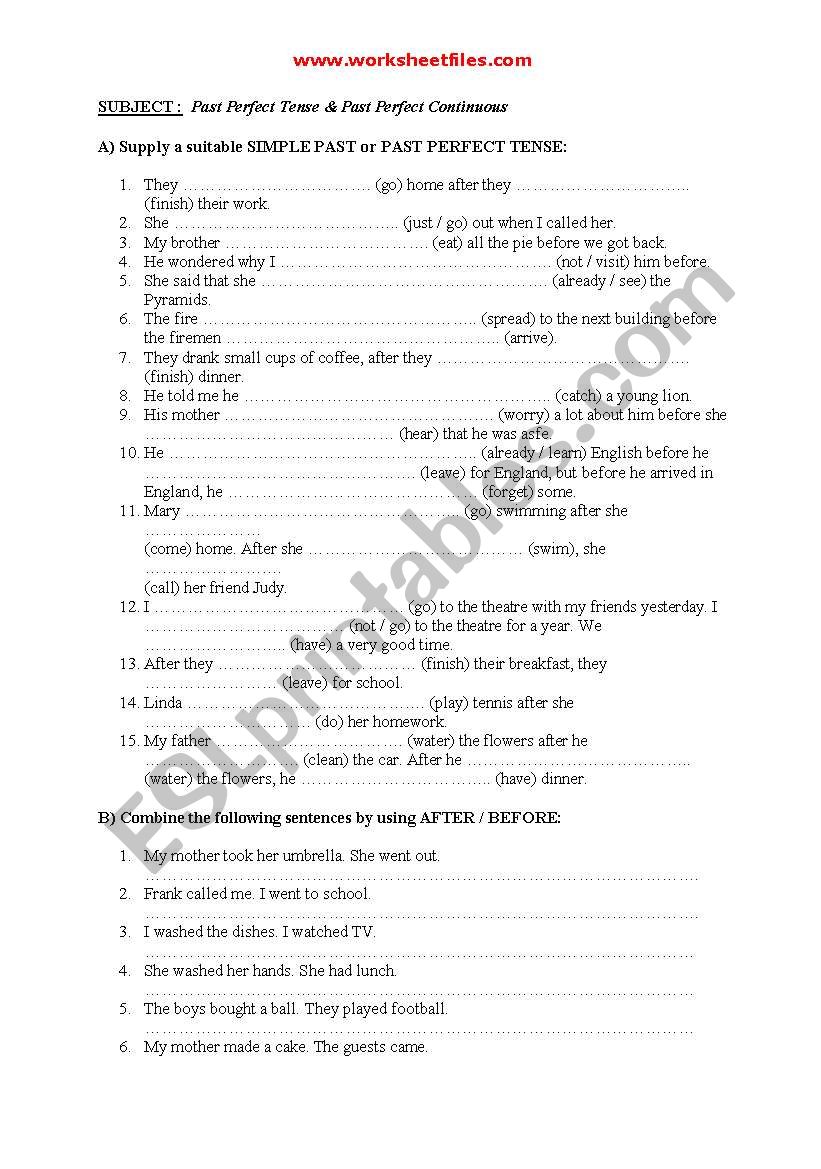 Present perfect continuous worksheet