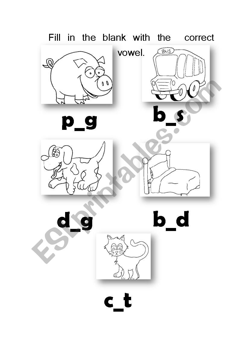 Missing vowel worksheet worksheet