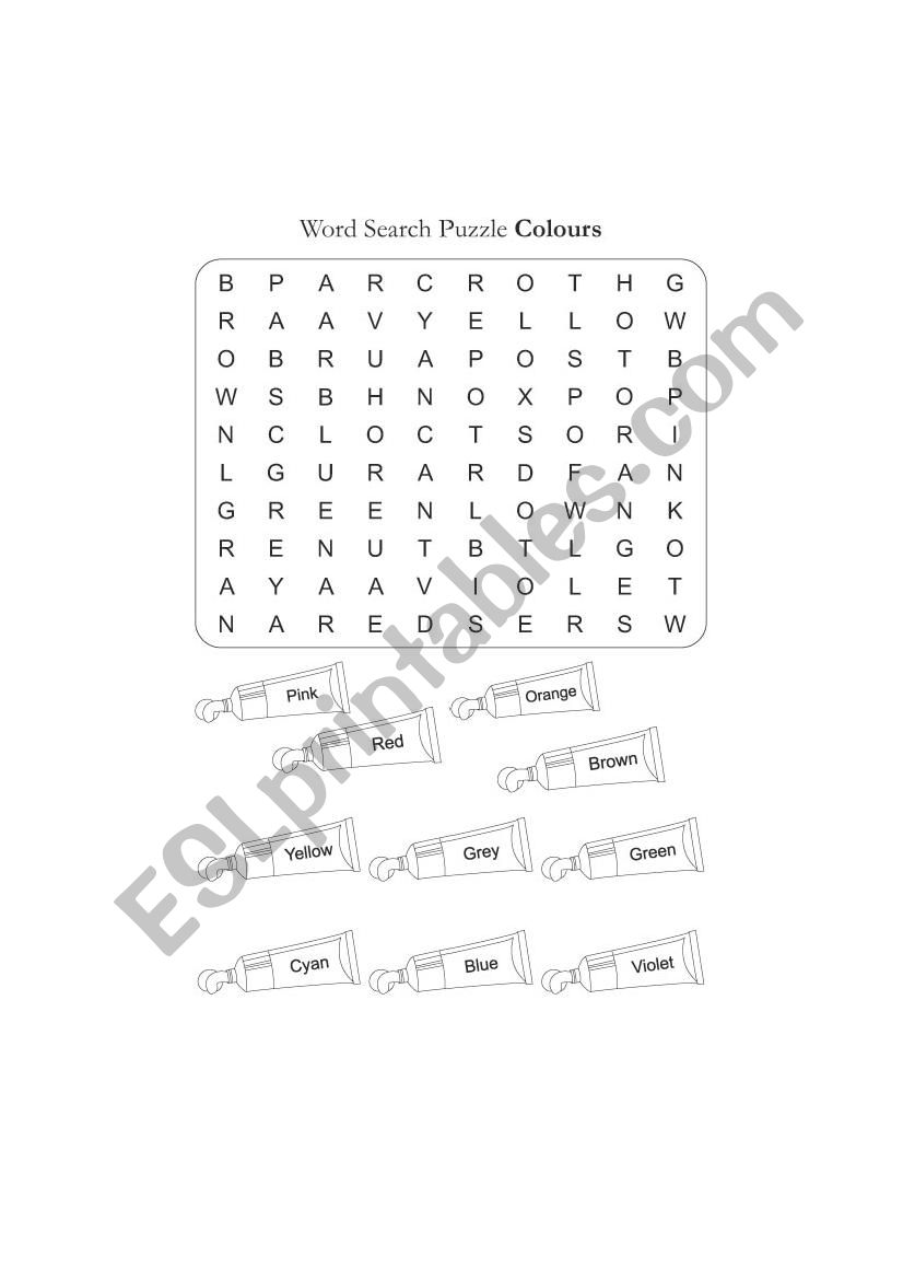 COLOR WORD SEARCH worksheet