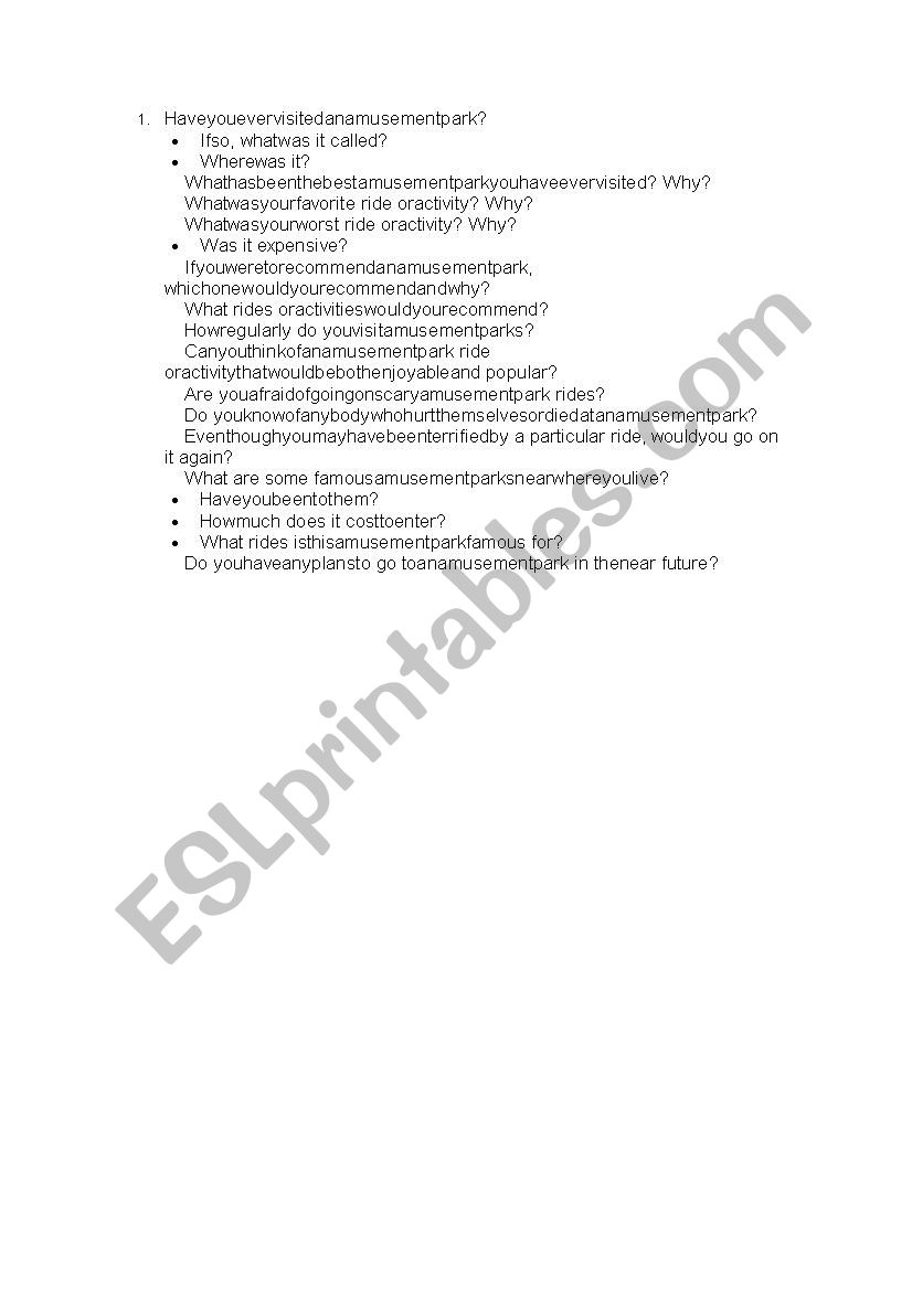 WARM-UP QUESTIONS worksheet