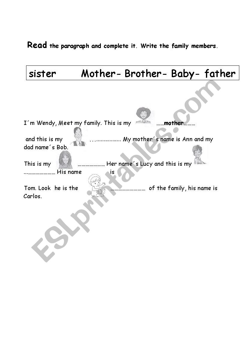 Family members worksheet