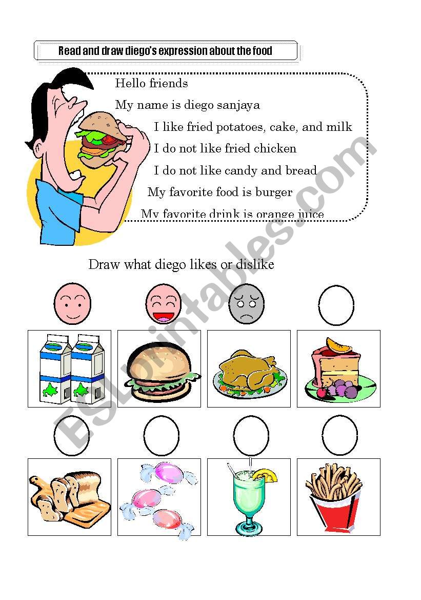 Diegos food worksheet