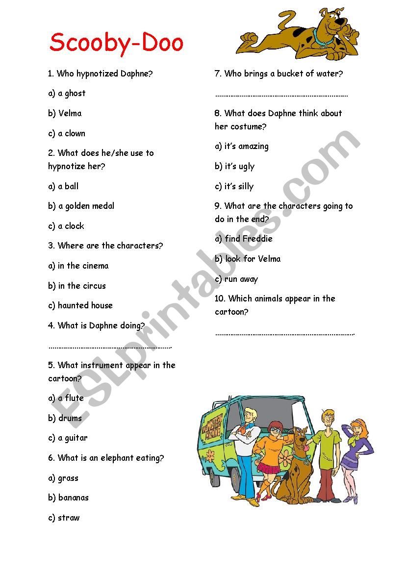 Scooby-Doo Handout worksheet