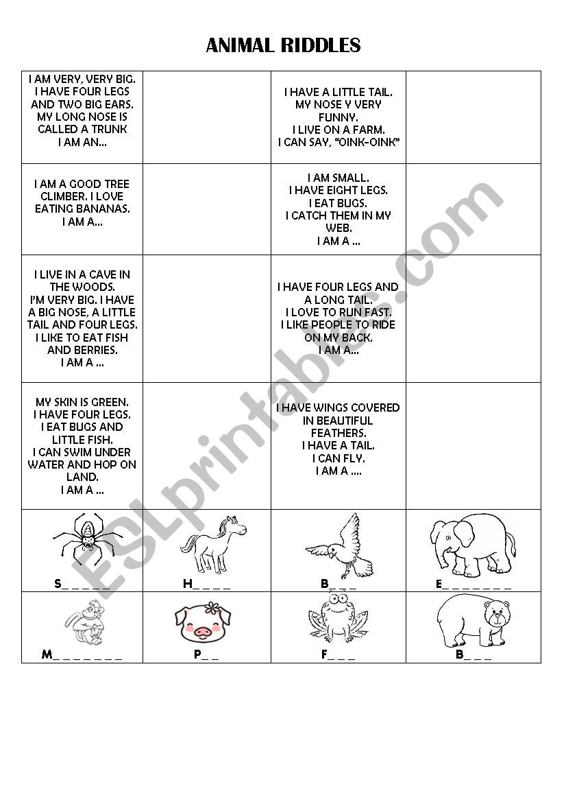 Animals Riddles worksheet