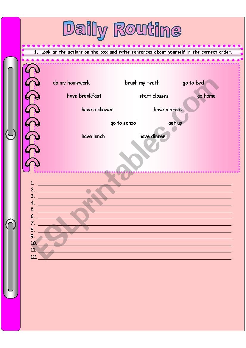 Daily Routine worksheet