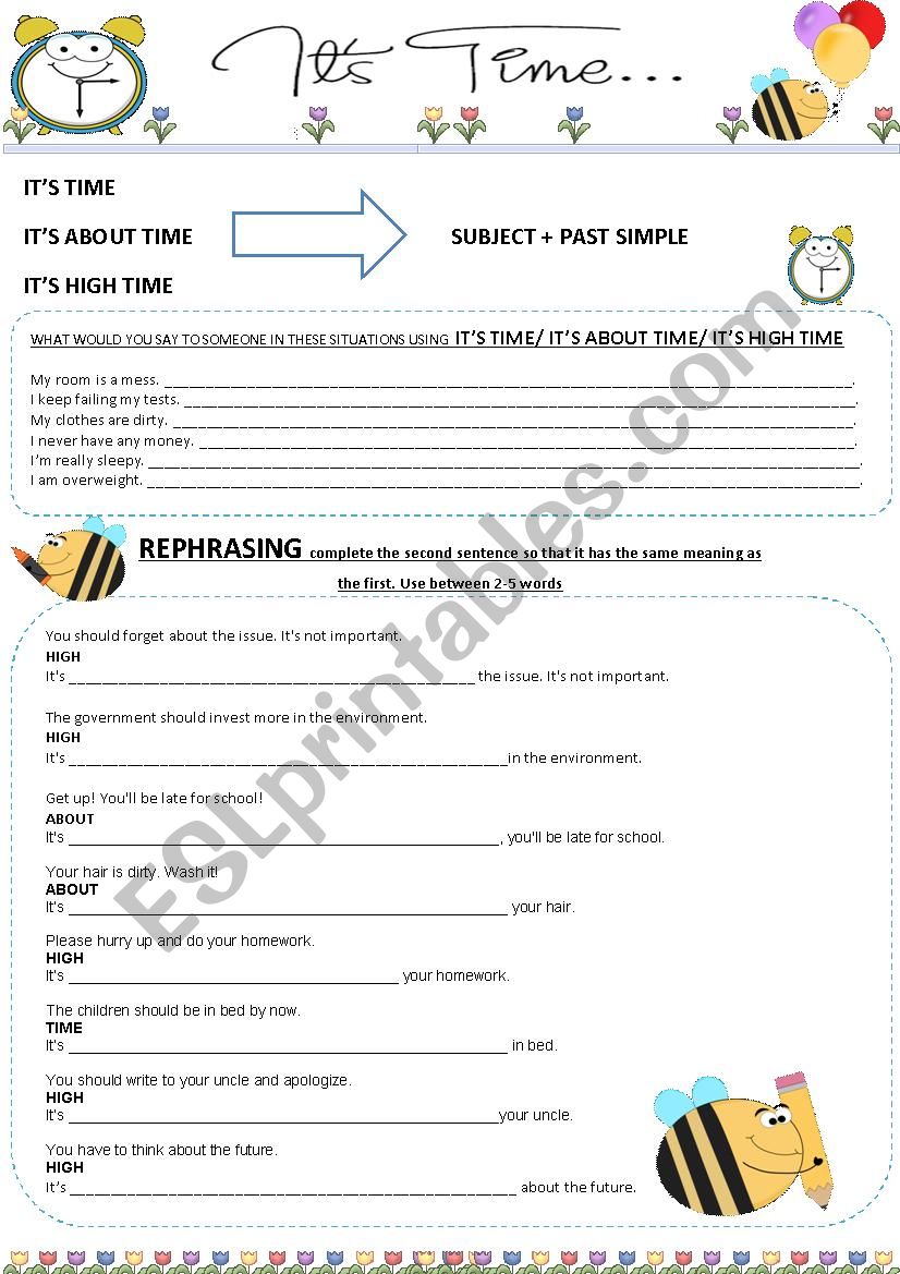 ItÂ´s time/ ItÂ´s high time / ItÂ´s about time FCE