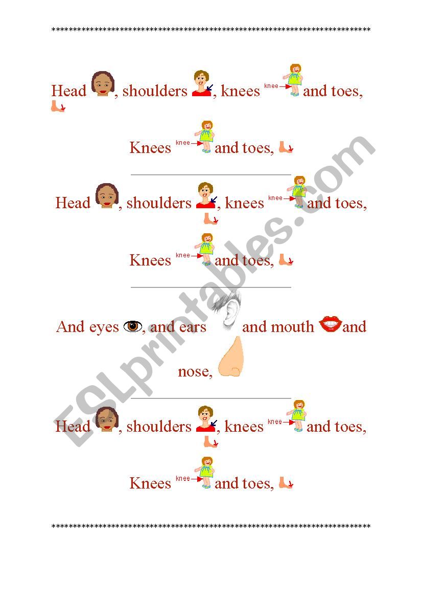 Head and sholders worksheet