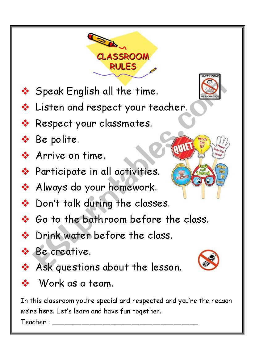 Classroom Rules worksheet