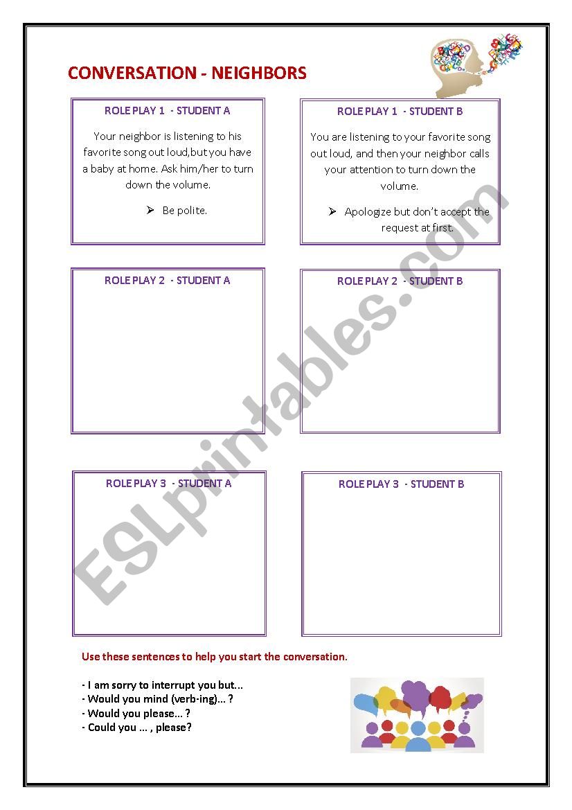 Conversation - Neighbors worksheet