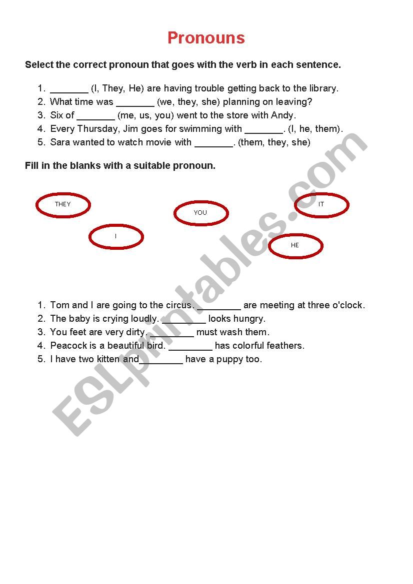 PRONOUNS worksheet