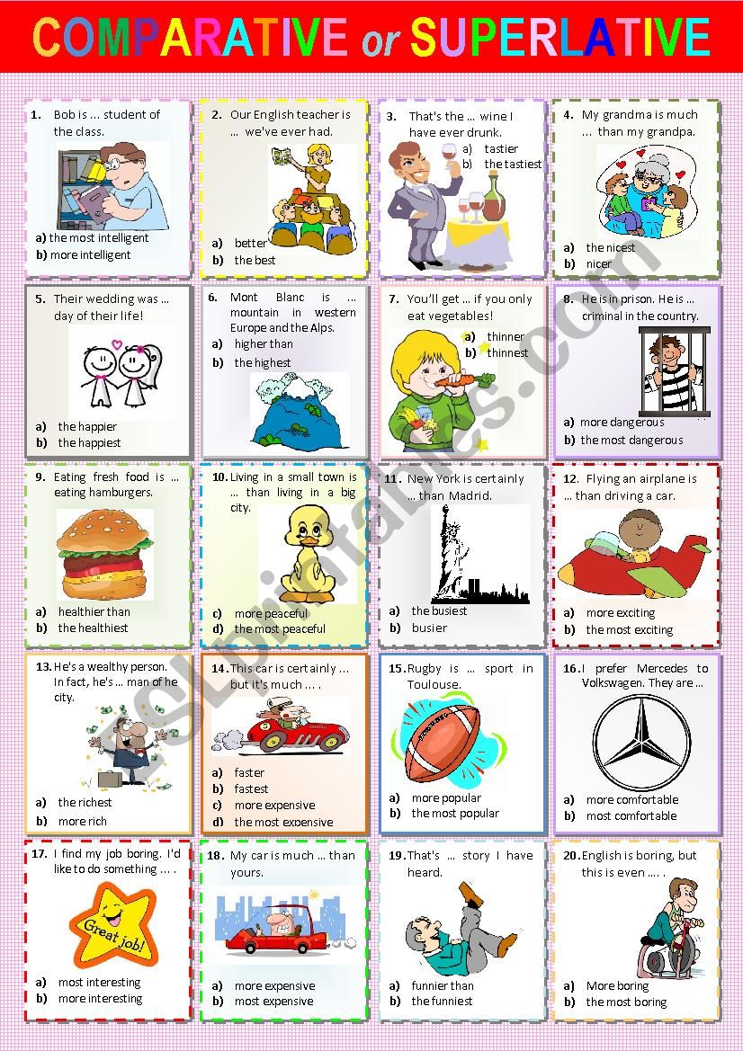 Comparative or Superlative worksheet