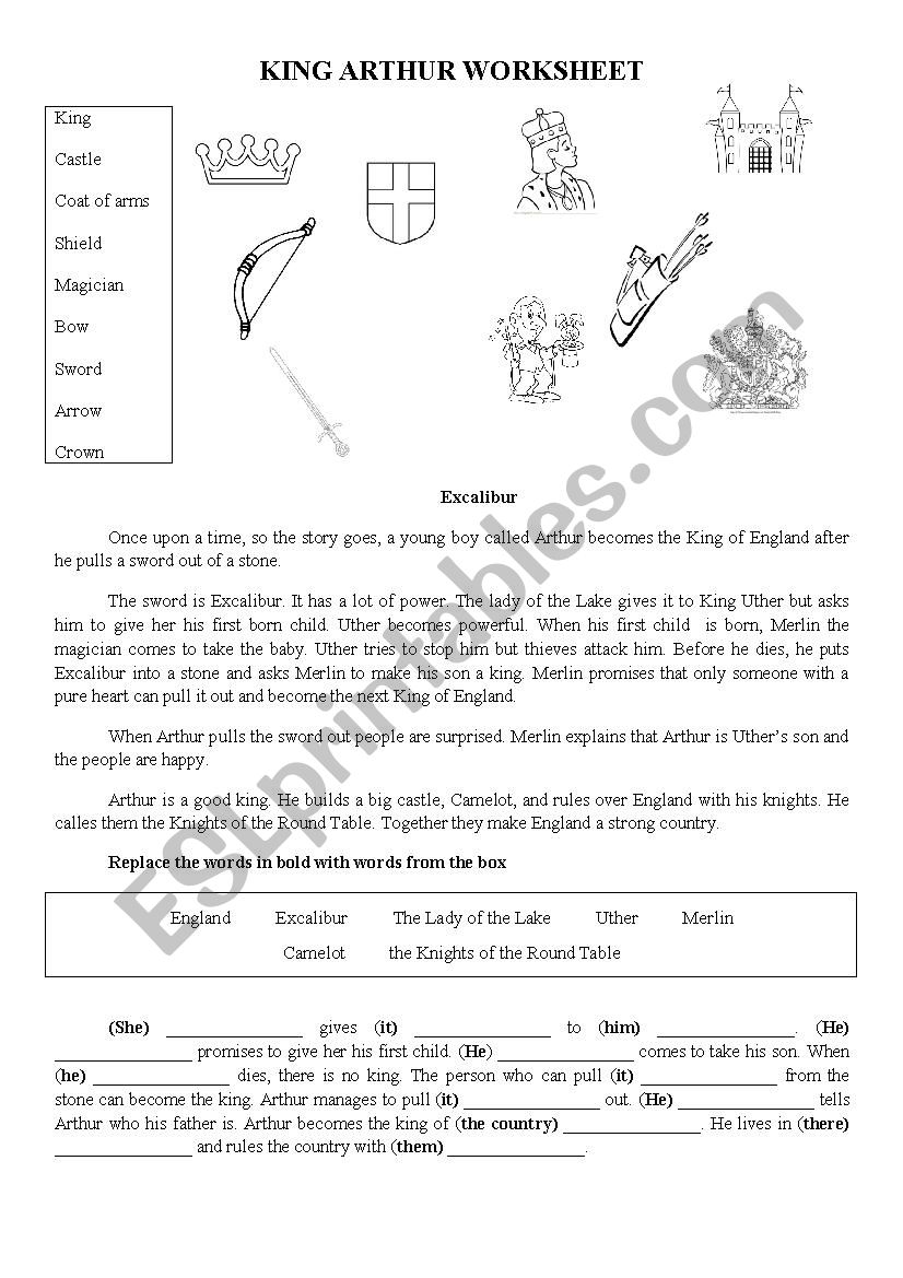 KING ARTHUR worksheet worksheet