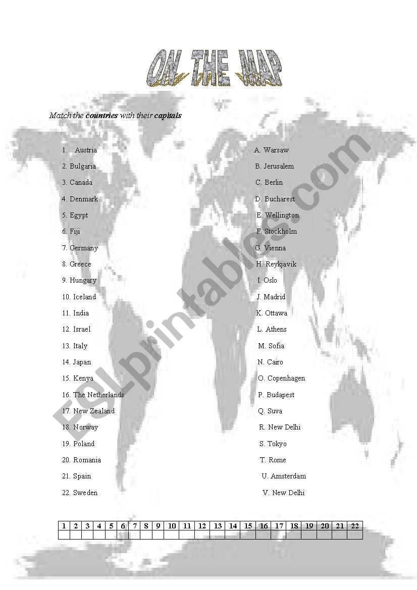 Match the countries and their capitals
