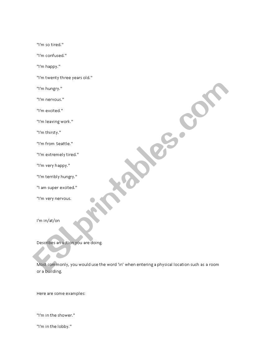 To Be Verb worksheet